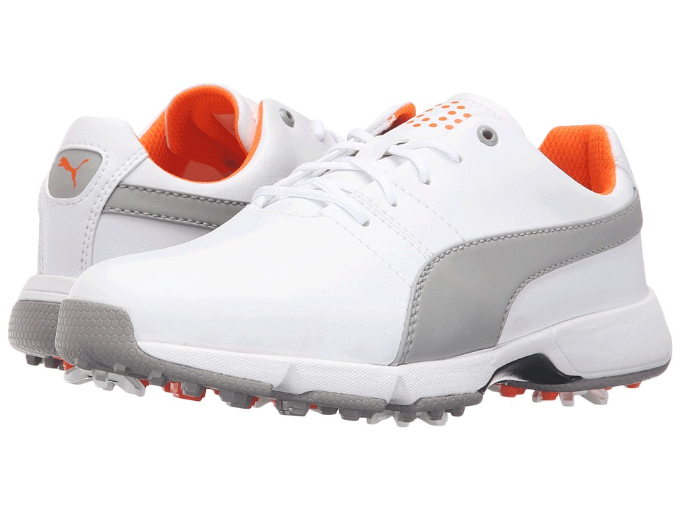 PUMA Golf Titantour Cleated (Little Kid/Big Kid) (White/Drizzle) Men