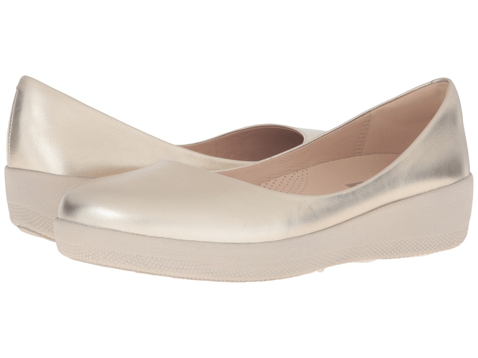 FitFlop Leather Superballerina (Pale Gold) Women