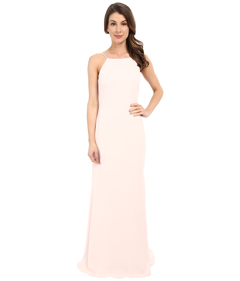 Badgley Mischka Pleated Strap Gown (Light Blush) Women