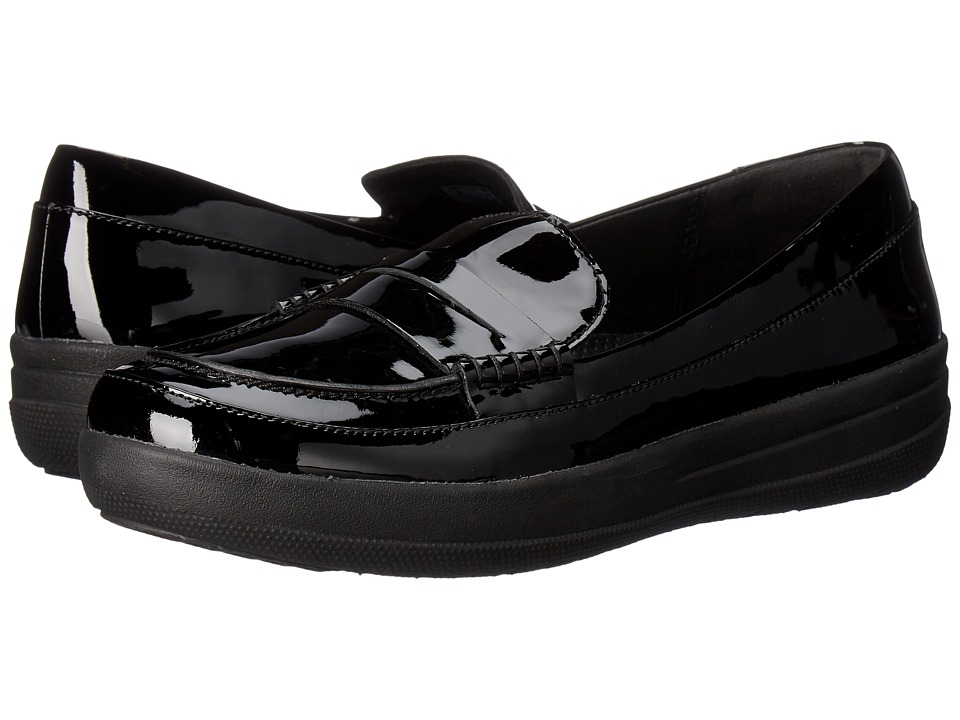 FitFlop Sporty Leather Penny Loafers (Black) Women