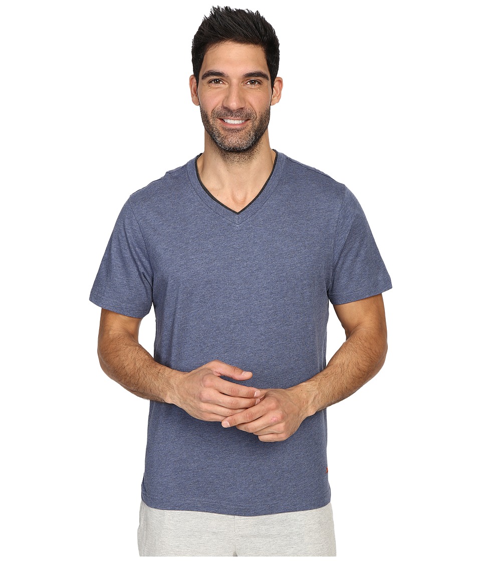 Tommy Bahama Heather Cotton Modal Jersey Short Sleeve V-Neck Tee (Navy Heather) Men