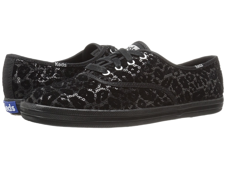 Keds Champion Leopard Flocked Sequin (Black) Women
