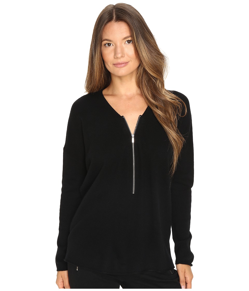 The Kooples Sweater with a Zip Neckline in Wool and Cashmere (Black) Women