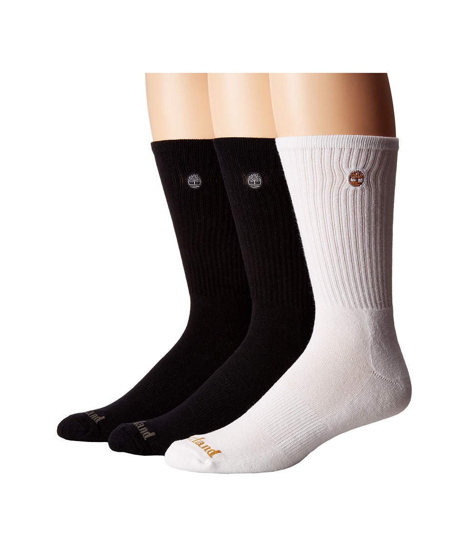 Timberland Classic 3-Pack Boot Crew Socks (Black/Black/White) Men