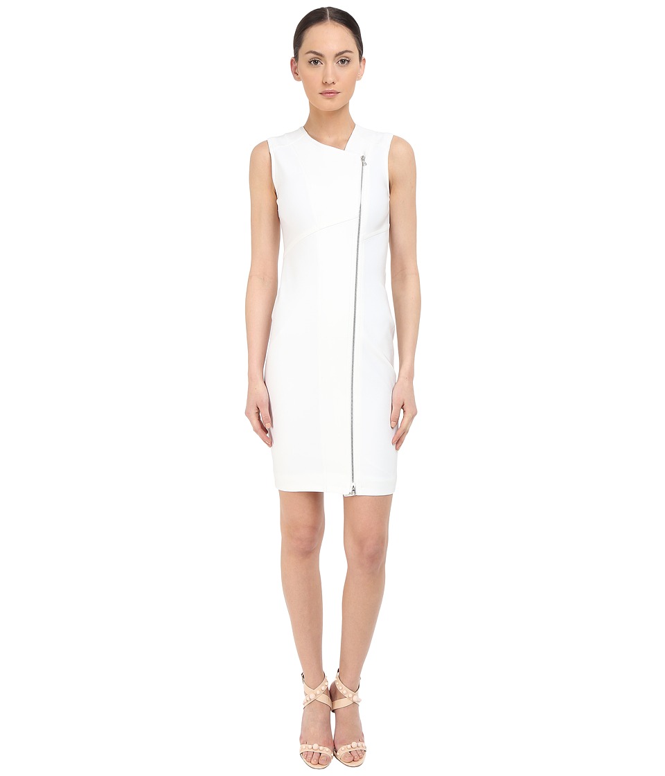 YIGAL AZROUEL Zip Front Sleeveless Dress (White) Women