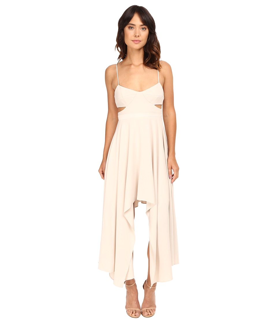Halston Heritage Scoop Neck Dress with High-Low Hem (Oyster) Women
