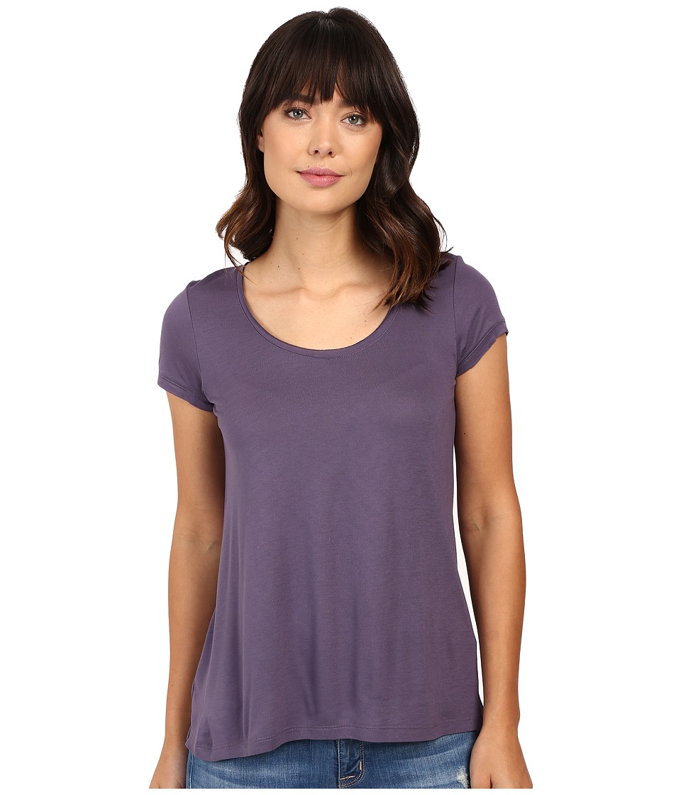 Calvin Klein Jeans Solid Short Sleeve Split Back Tee (Dense Violet) Women