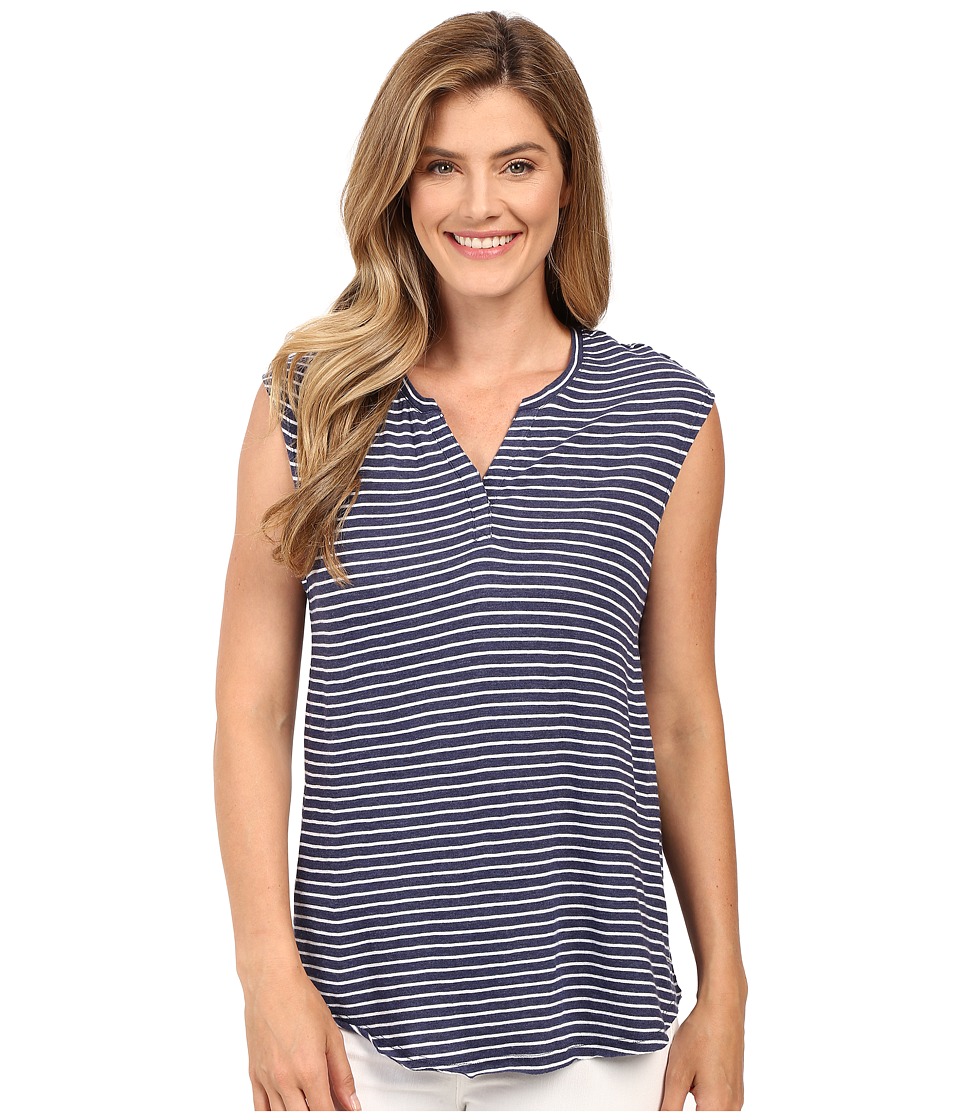 Calvin Klein Jeans - Short Sleeve Striped Henley (Purple Night Heather) Women
