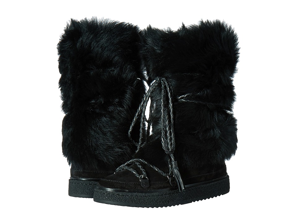 Frye Gail Shearling Tall (Black Waterproof Oiled Suede/Shearling) Women
