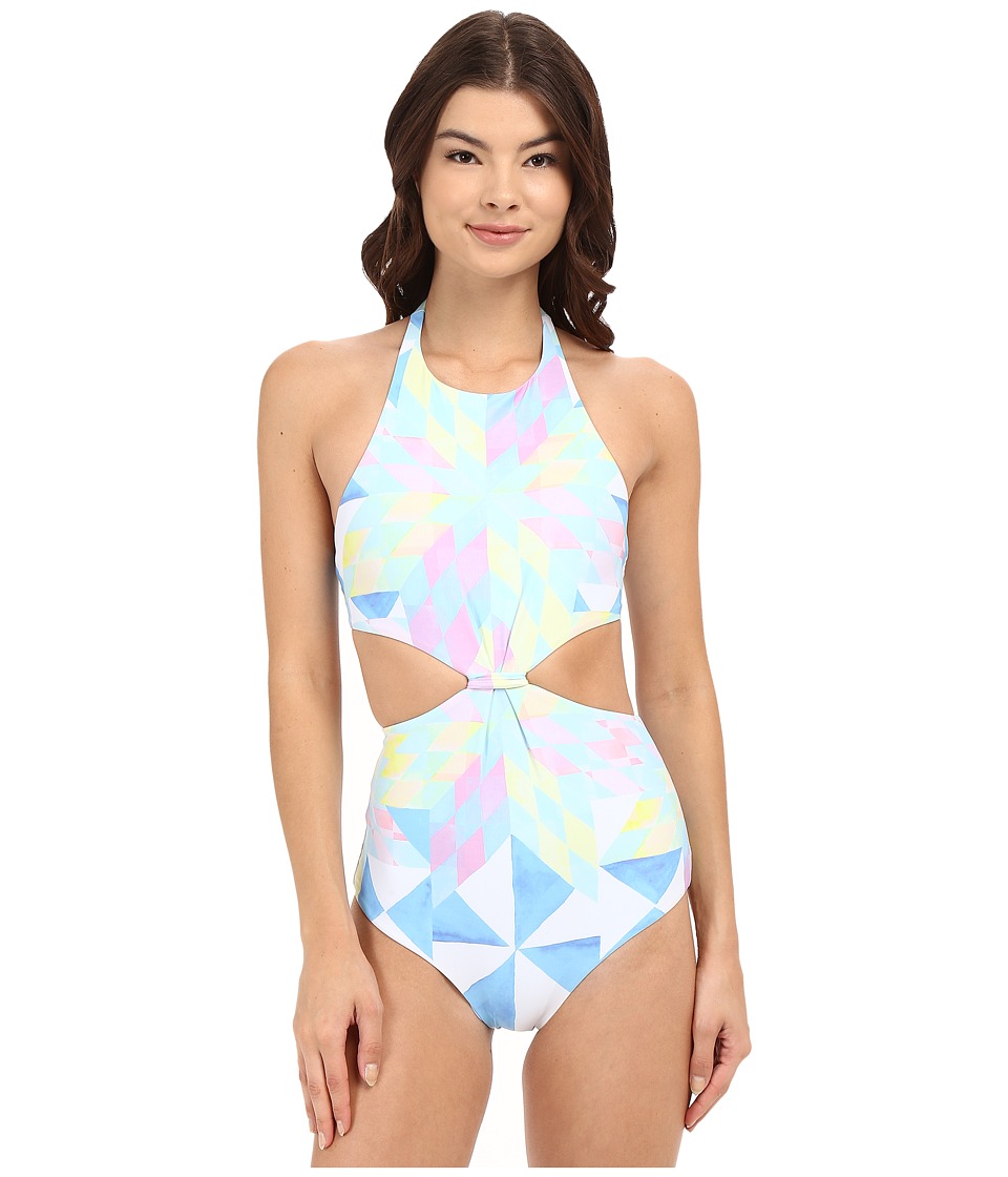 UPC 849226069619 product image for Mara Hoffman - Fractals Knot Front One-Piece (White Multi) Women's Swimsuits One | upcitemdb.com