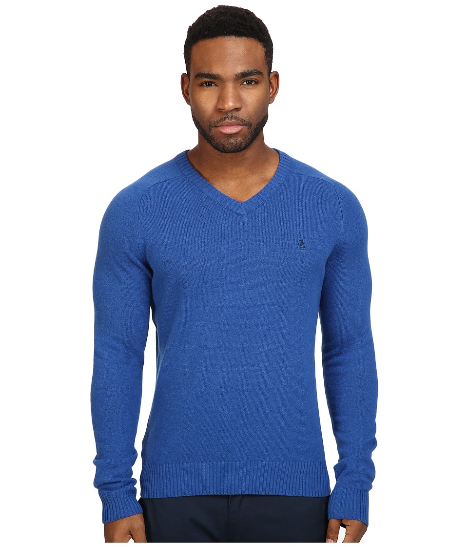 Original Penguin P55 100% Lambswool V-Neck Sweater (Classic Blue) Men