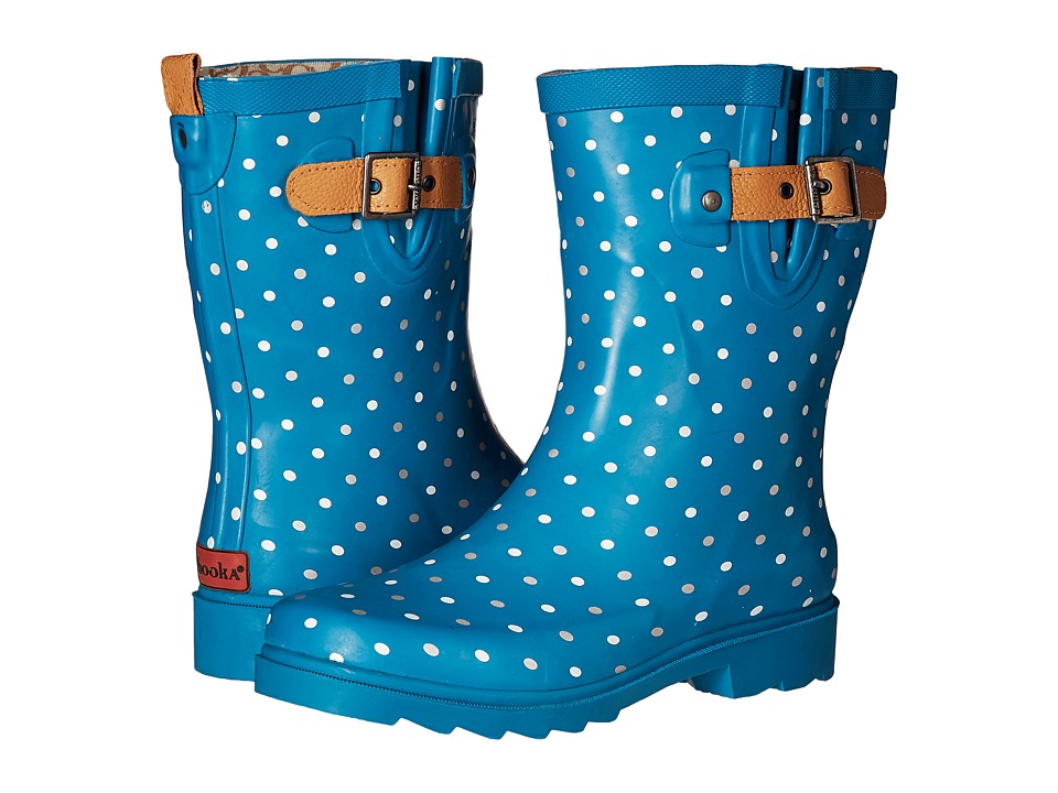 Chooka Classic Dot Mid Rain Boot (Dark Teal) Women