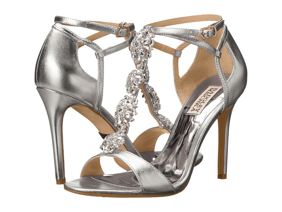 Badgley Mischka Leigh II (Silver Metallic Leather) High Heels