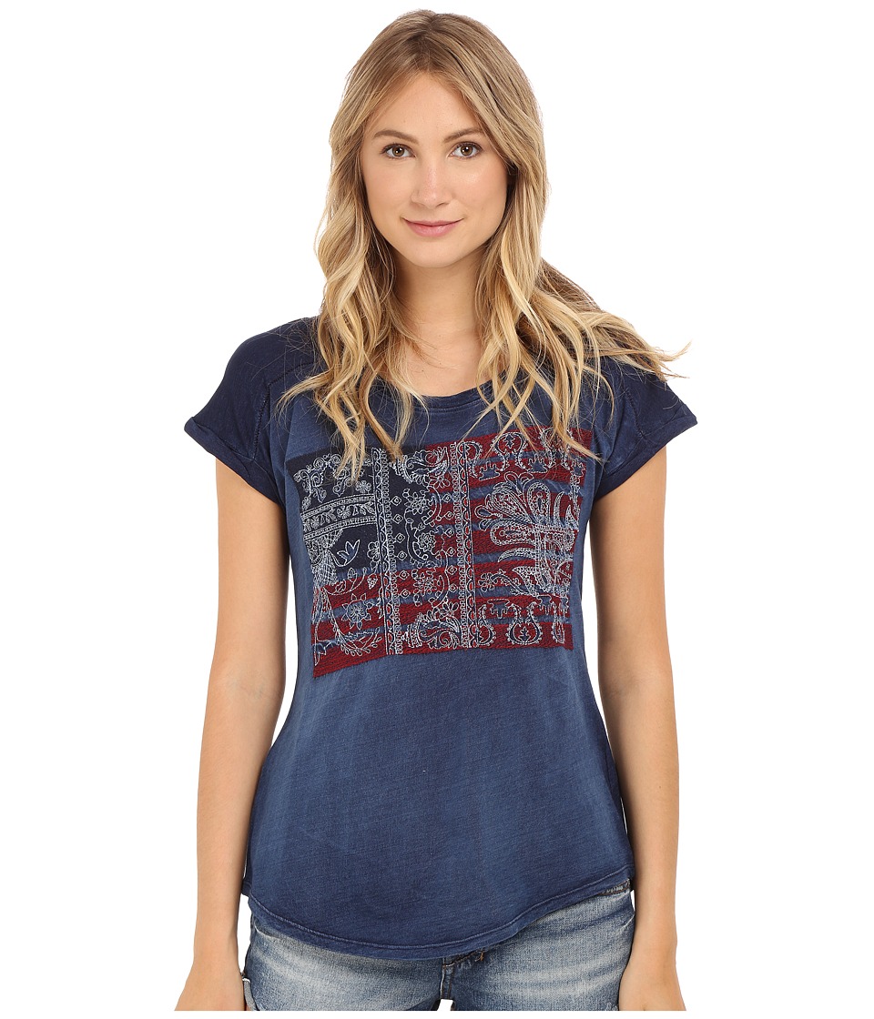 Lucky Brand - Embroidered Flag Tee (Indigo) Women