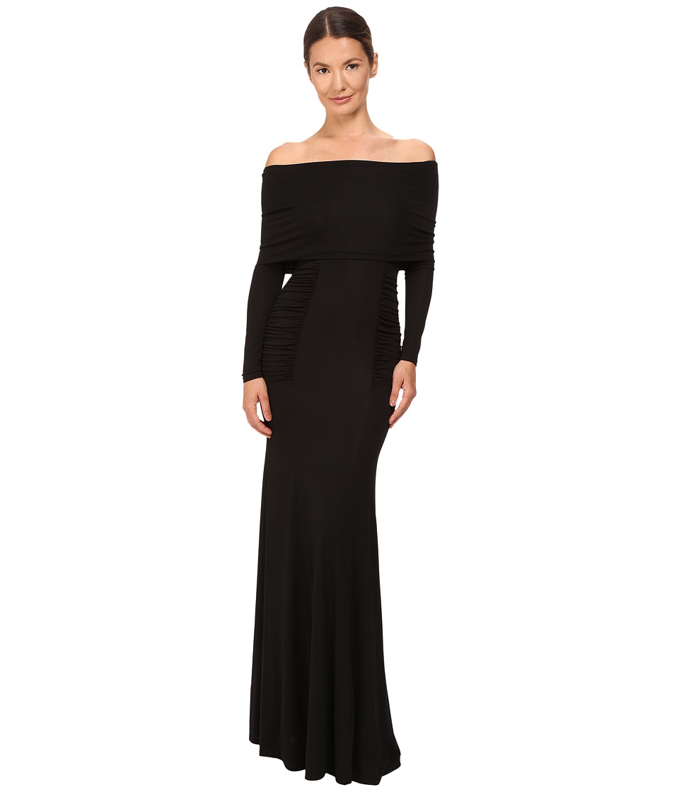 YIGAL AZROUEL Off Shoulder Matte Jersey Gown (Black) Women
