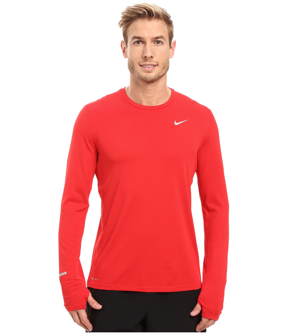 Nike Dri-FITtm Contour L/S Running Shirt (University Red/Gym Red/Reflective Silver) Men