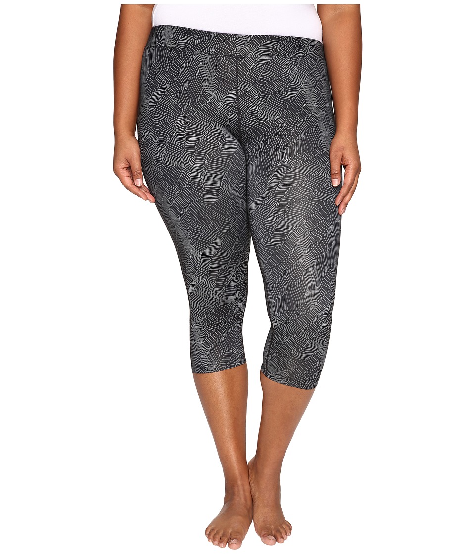 Nike Power Essential Print Crop (Size 1X-3X) (Black/Reflective Silver) Women