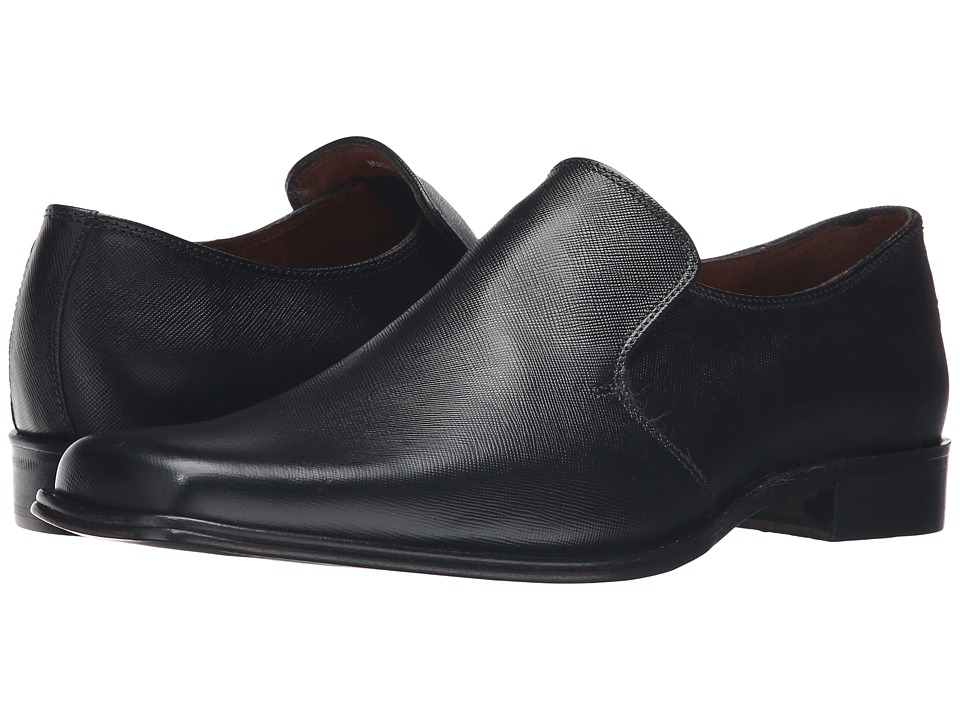 Massimo Matteo Saffiano Leather Slip-On (Black) Men