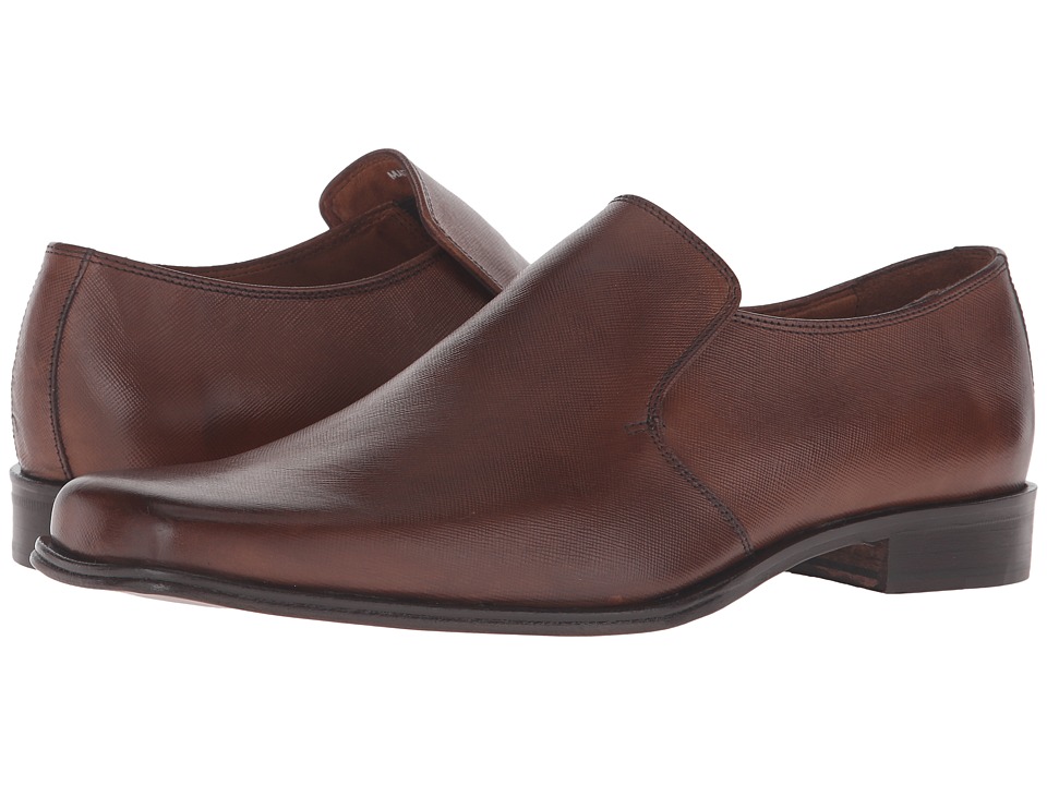Massimo Matteo Saffiano Leather Slip-On (Brandy) Men