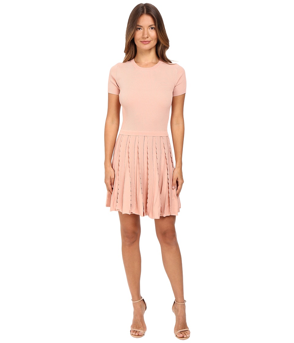RED VALENTINO Stretch Viscose Dress with Scallop Detail (Nude) Women