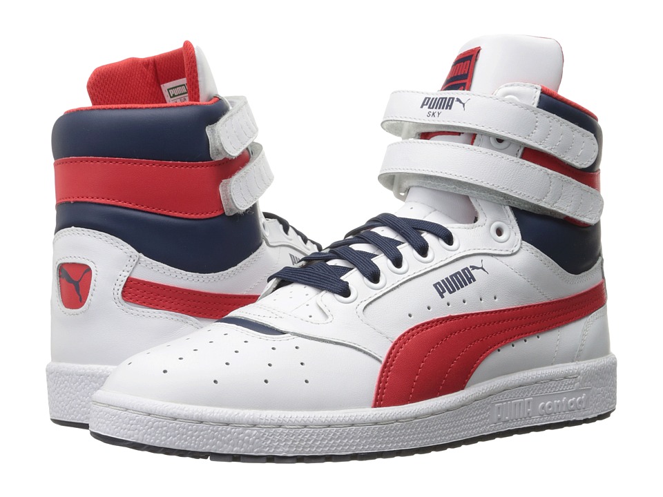 puma running shoes red white blue
