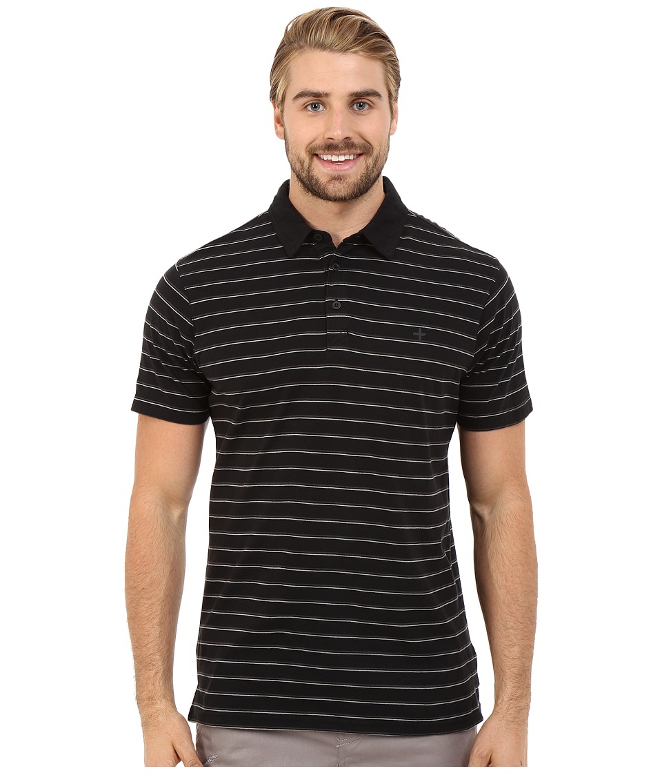 Tavik Swift Polo Short Sleeve Knit (Jet Black Stripe) Men