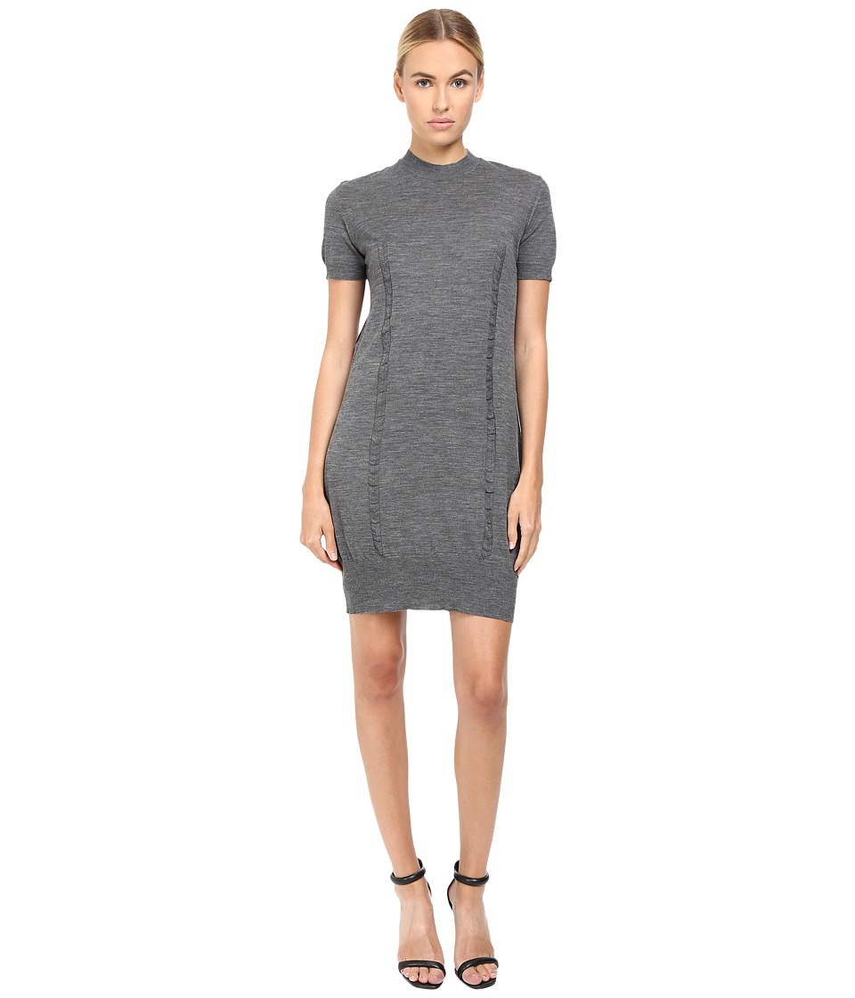 Vera Wang Short Sleeve Knit Dress w/ Tulle Back (Grey) Women