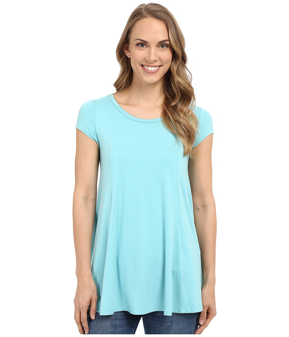 Karen Kane Keyhole Back Swing Tee (Aqua) Women