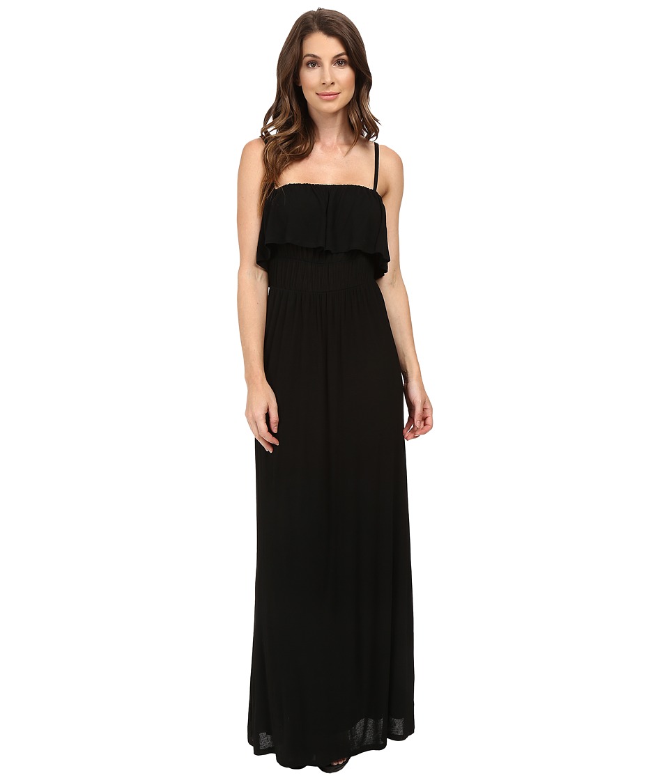 Splendid Drapey Lux Ruffle Maxi Dress (Black) Women