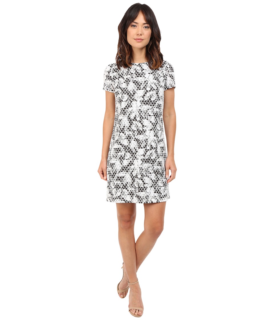Maggy London Flower Basket Weave Jacquard Shift Dress (Black) Women