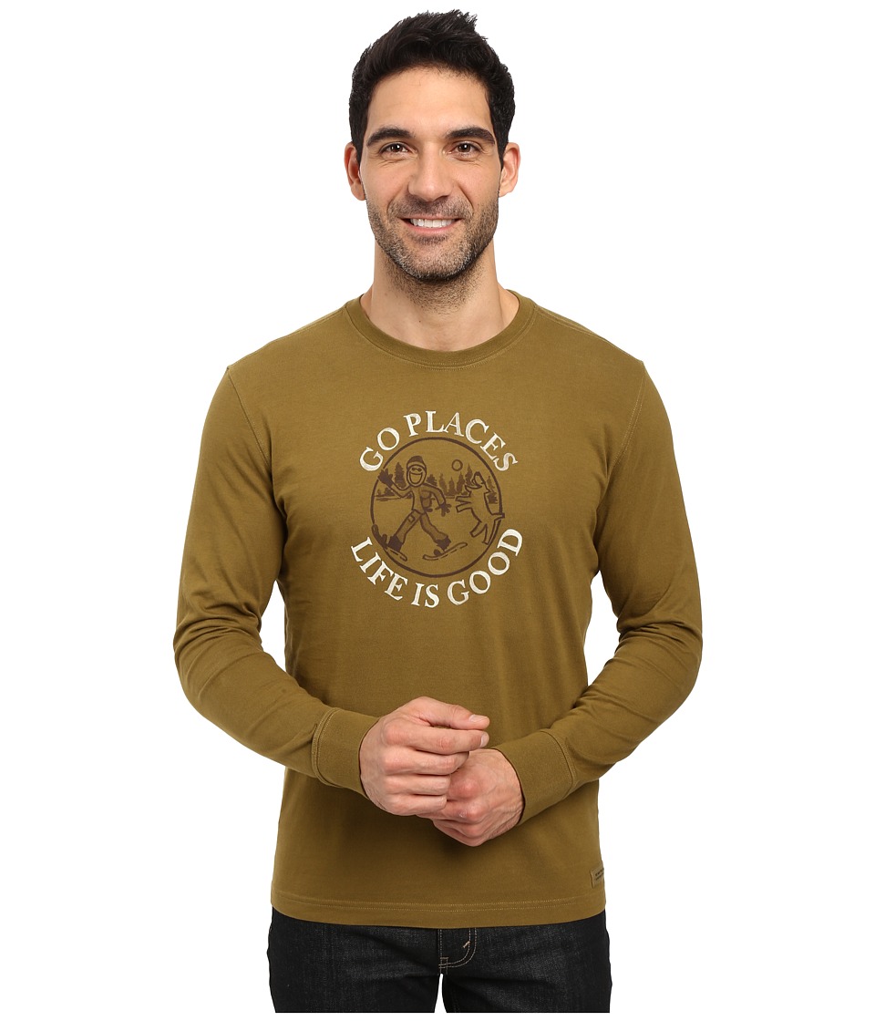 Life is good - Go Places Snowshoe Long Sleeve Crusher Tee (Woodland Green) Men