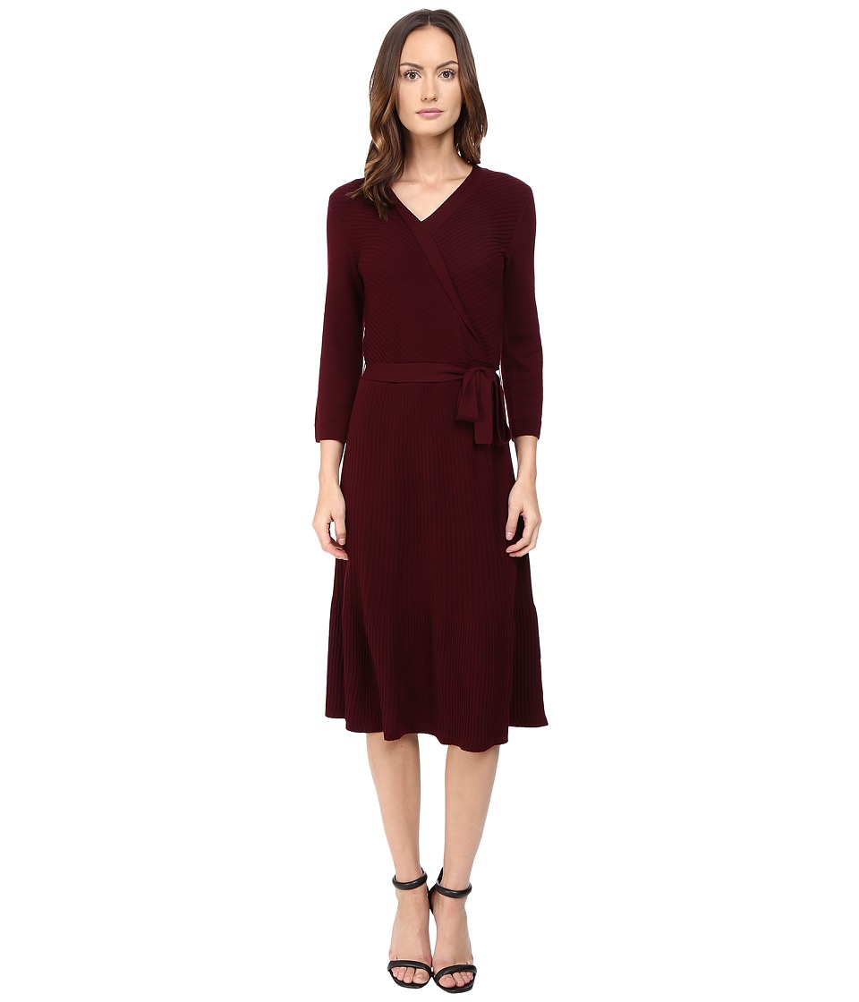 Kate Spade New York Rib Knit Wrap Dress (Midnight Wine) Women