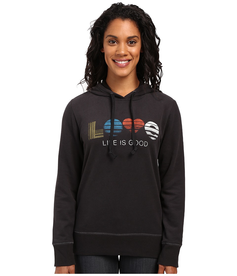 Life is good Love Stripe Go-To Pullover Hoodie (Night Black) Women