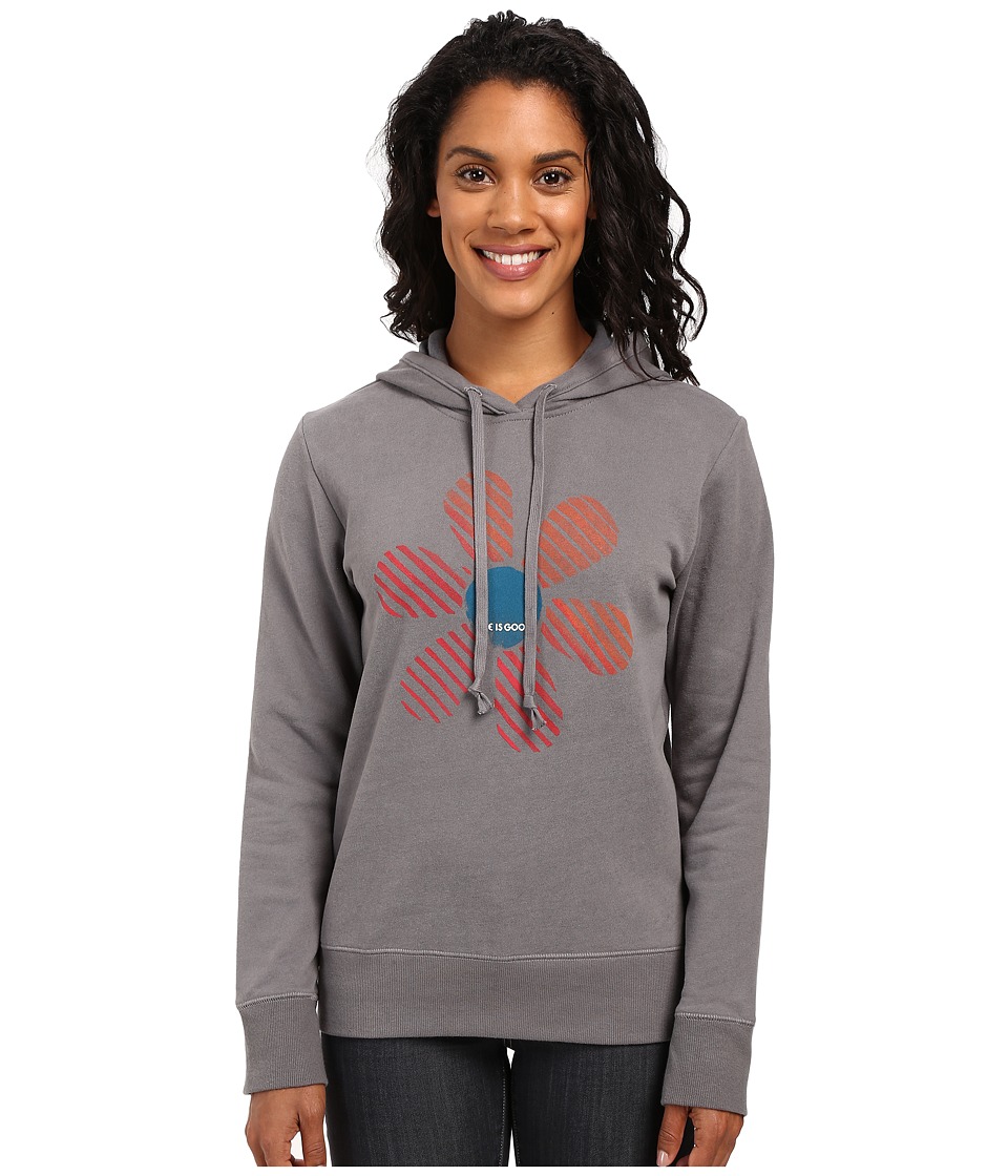 Life is good Daisy Stripe Go-To Pullover Hoodie (Slate Gray) Women