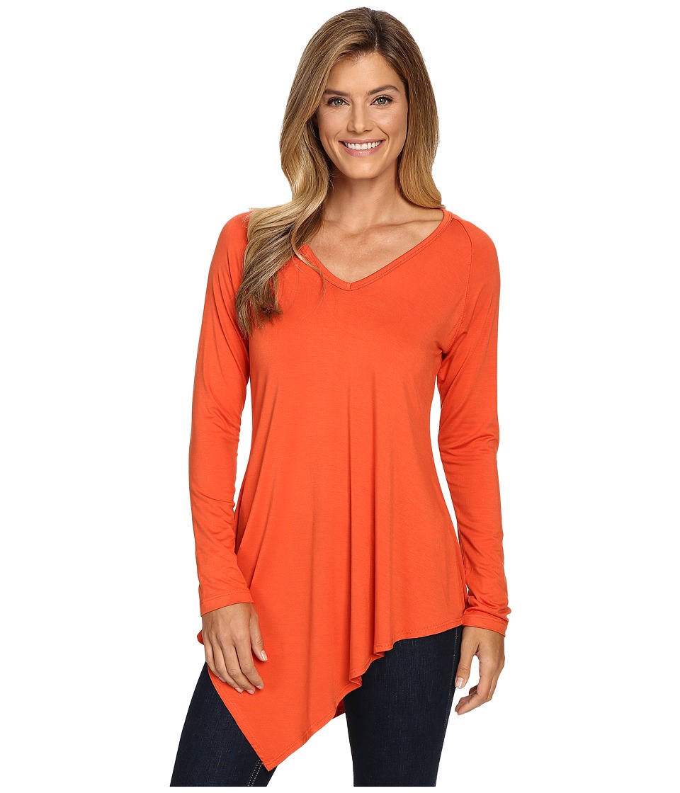 Karen Kane Asymmetrical V-Neck Tee (Pumpkin) Women