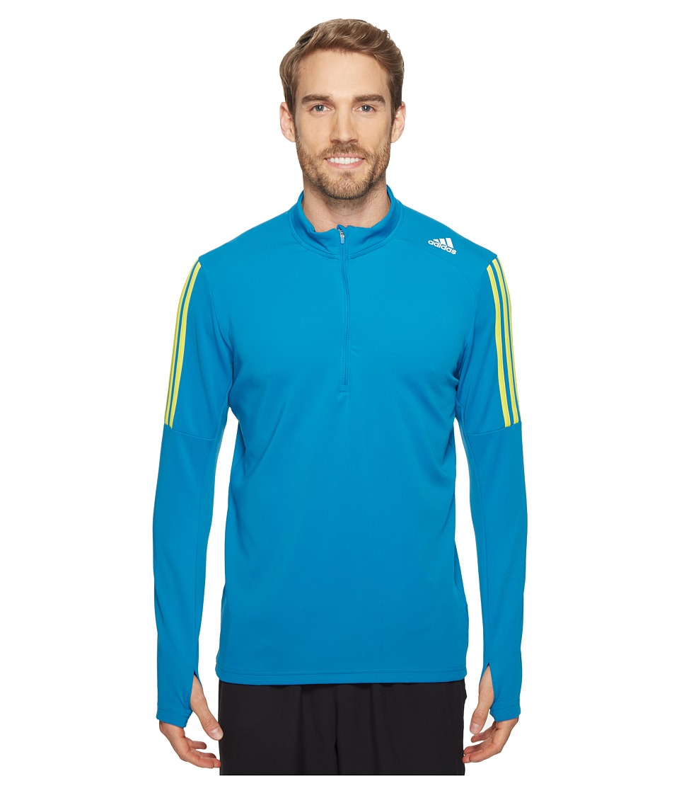 adidas Response Long Sleeve 1/2 Zip T-Shirt (Unity Blue/Shock Slime) Men