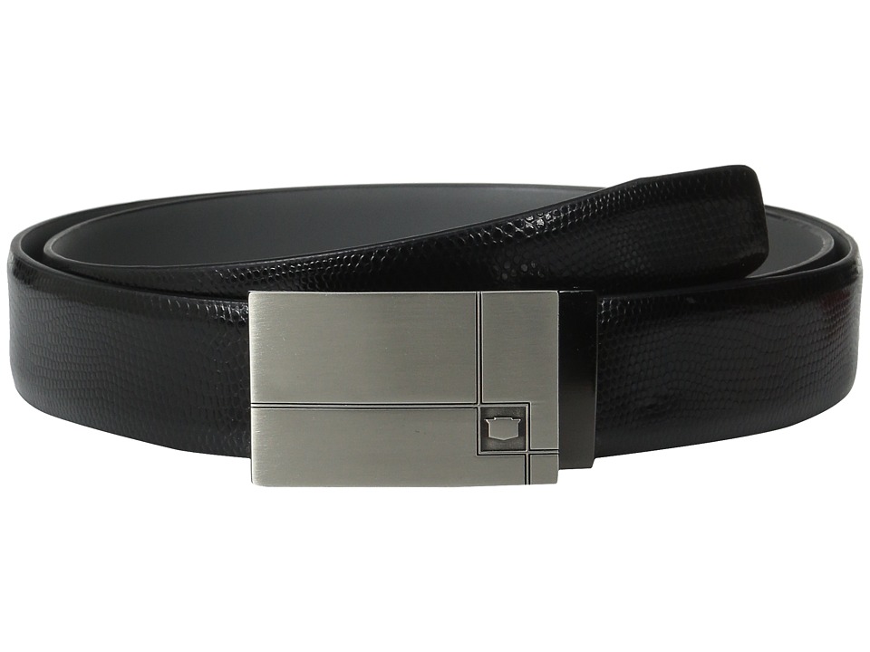 Florsheim 35mm Embossed Lizard Grain Leather Belt (Black) Men