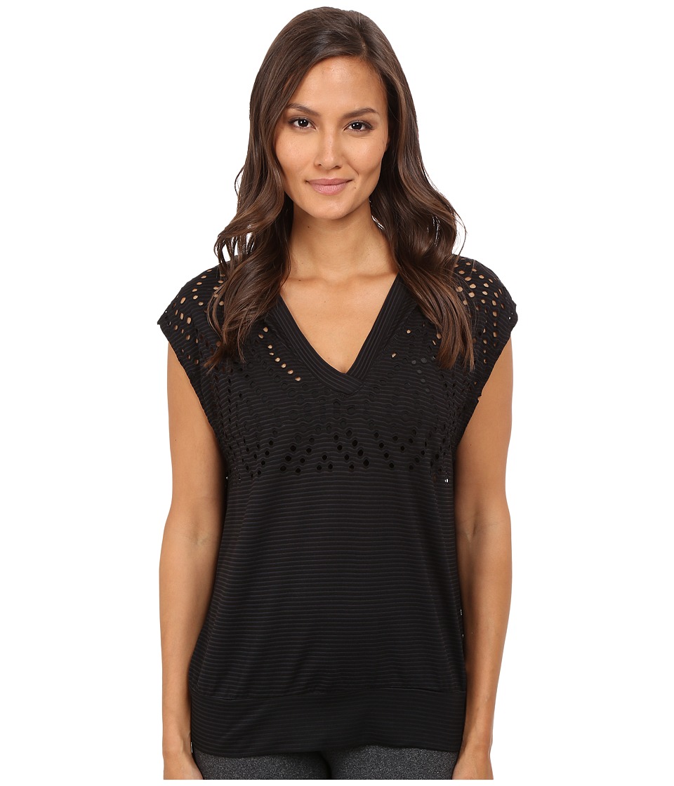 Pink Lotus No Sweat Intro Hooded Pullover with Engineered Crochet (Black) Women