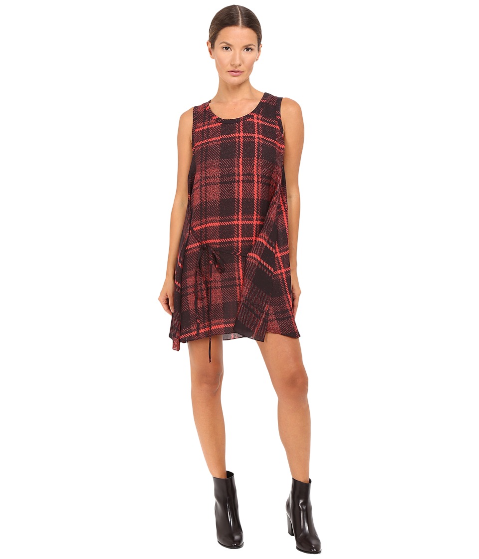 McQ Knot Drape Dress (Red Tartan) Women