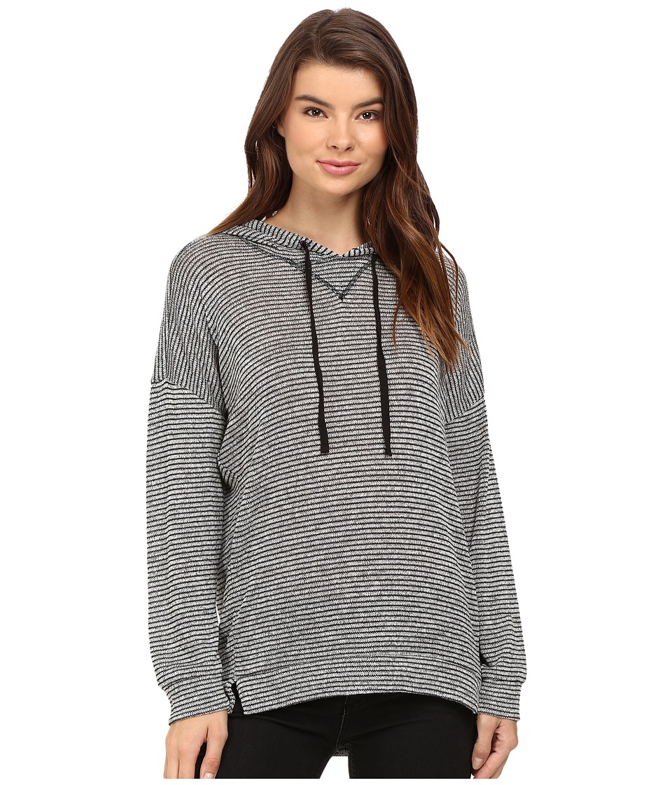 Brigitte Bailey Stripe Drawstring Hoodie (Heather Grey/Black) Women