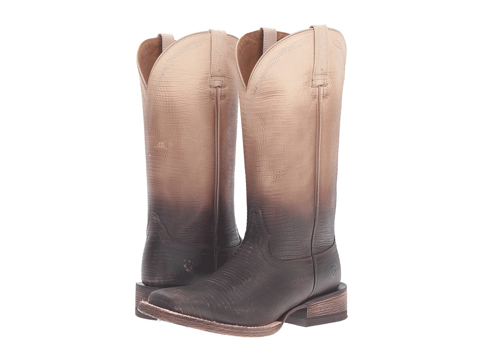Ariat Ombre Wide Square (Ombre Chocolate Lizard Print) Cowboy Boots