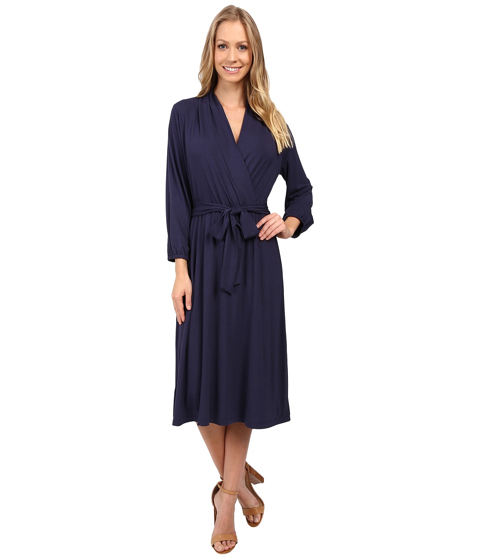 Tommy Bahama Tambour 3/4 Sleeve Wrap Dress (Ocean Deep) Women