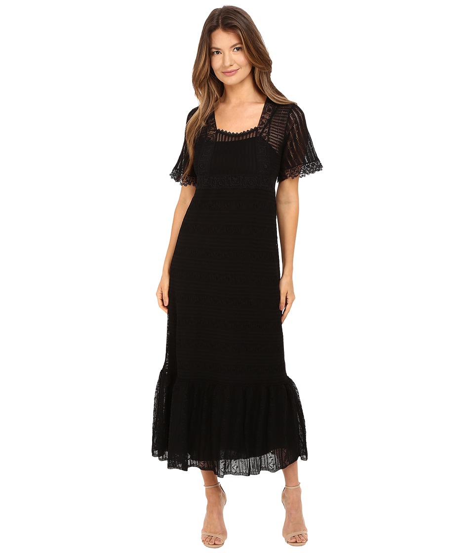 RED VALENTINO Cotton Yarn Lingerie Stitching Macrame Riboons Dress (Black) Women