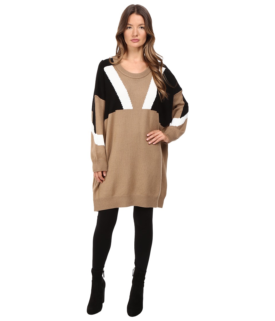 Neil Barrett Oversize Modernist Wool Sweater (Camel/Black/White) Women
