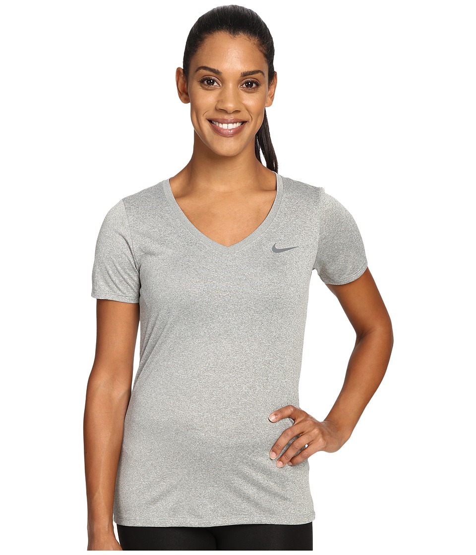 Nike Dry Legend V-Neck Shirt (Dark Grey Heather/Cool Grey) Women