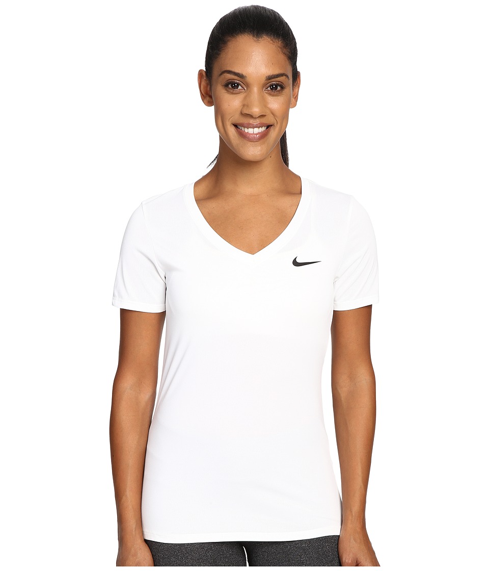 Nike Dry Legend V-Neck Shirt (White/Black) Women