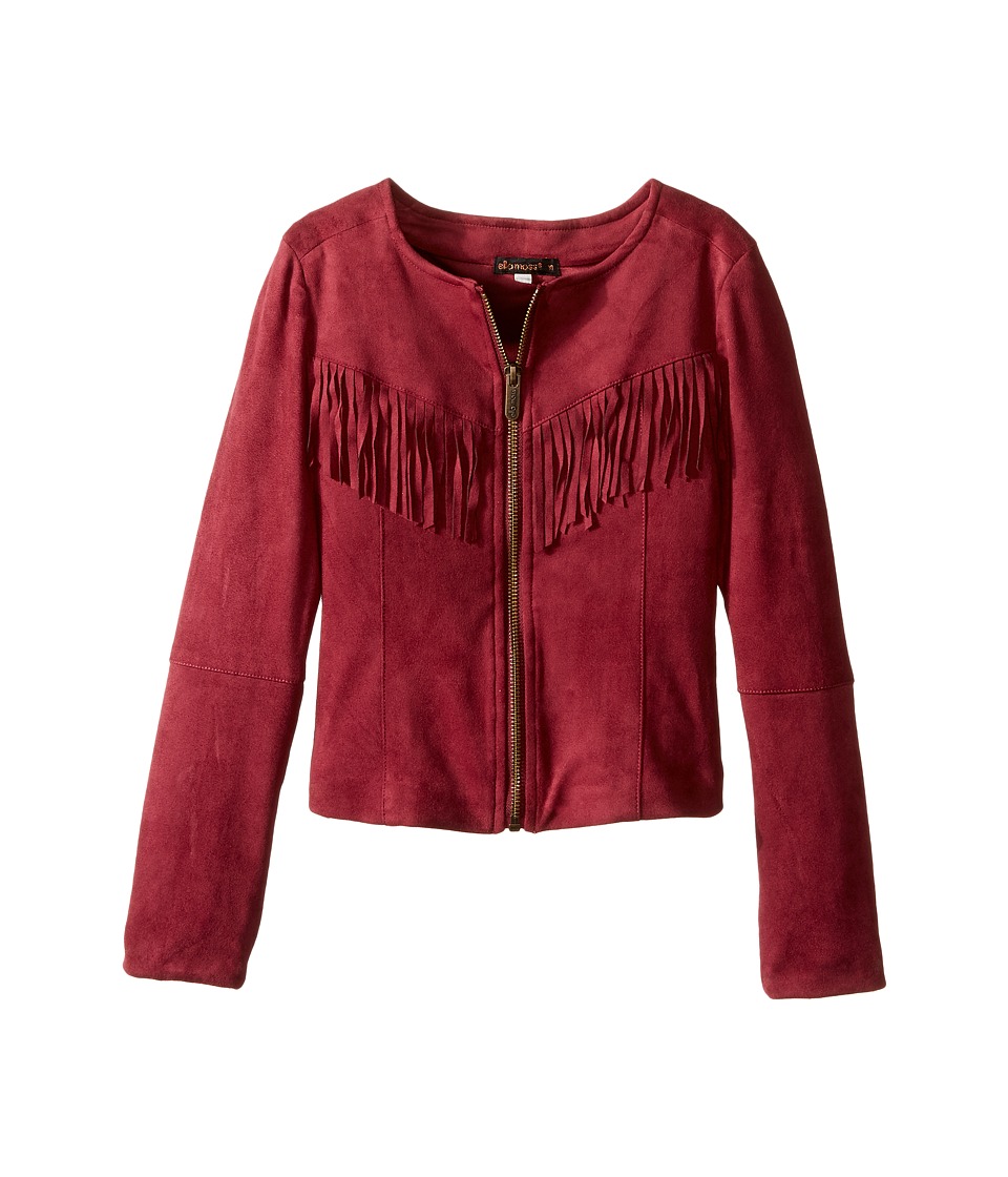 Ella Moss Girl Cali Suede Fringe Jacket (Big Kids) (Burgundy) Girl