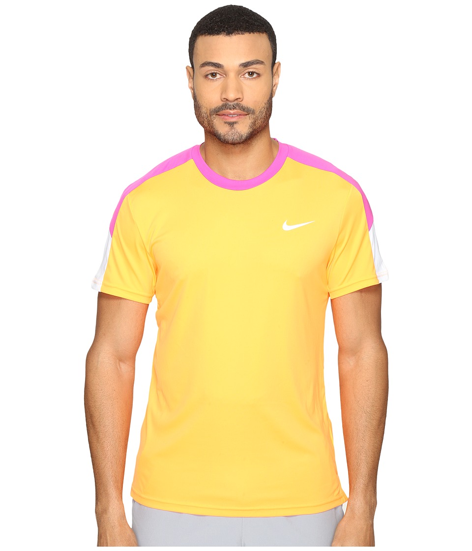 Nike Court Tennis Shirt (Bright Citrus/Fire Pink/White/White) Men