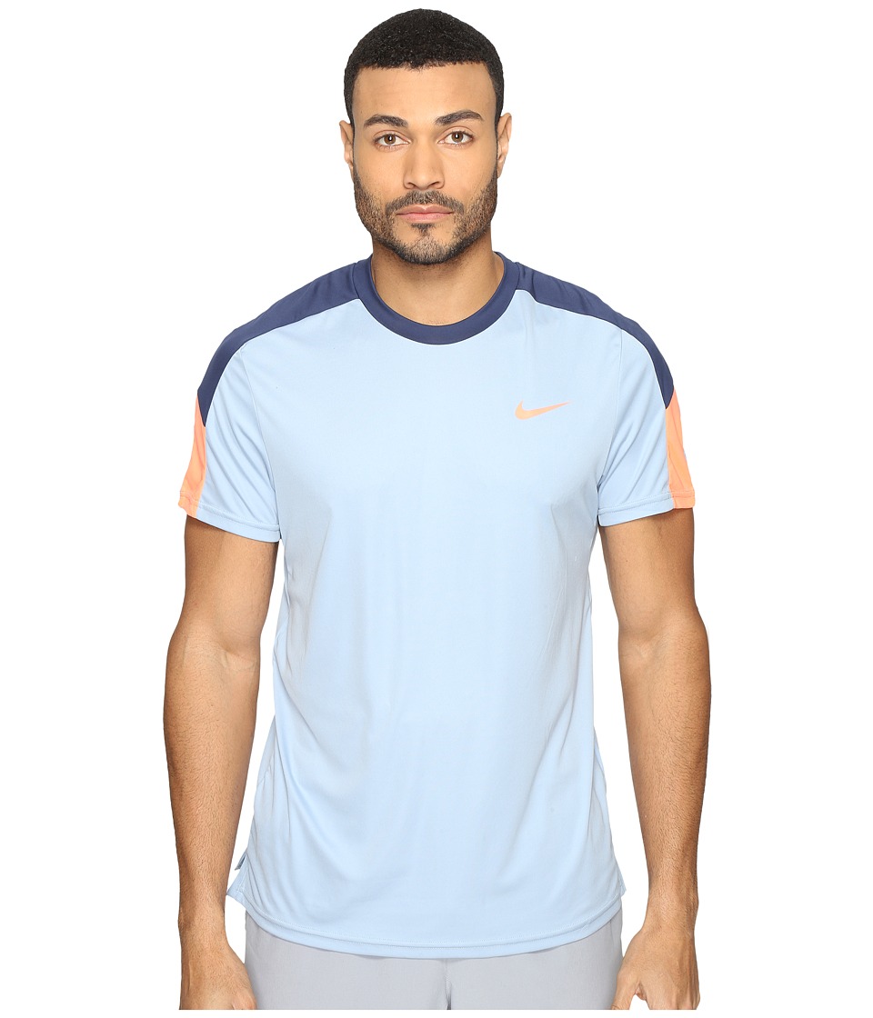 Nike Court Tennis Shirt (Blue Grey/Midnight Navy/Bright Mango) Men