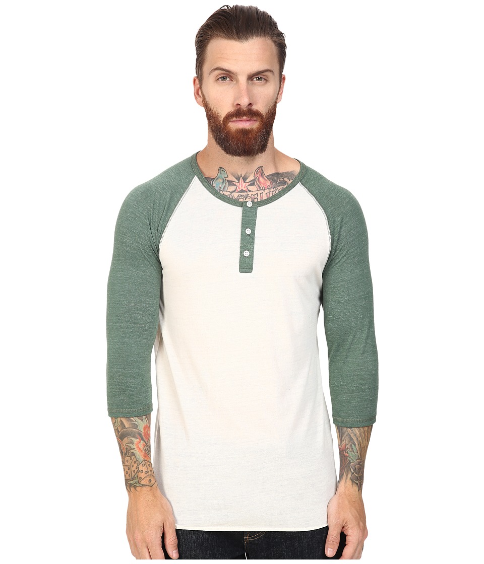 Alternative 3/4 Raglan Henley (Eco Ivory/Eco True Dusty Pine) Men